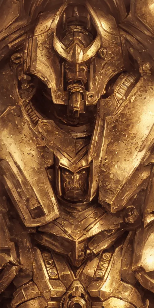 Image similar to warhammer 40k, half-lenght portrait of Emperor of Mankind, beautiful man without helmet, gold armor, beautiful face, long blonde hair, digital art, illustration, fine details, cinematic, highly detailed, octane render