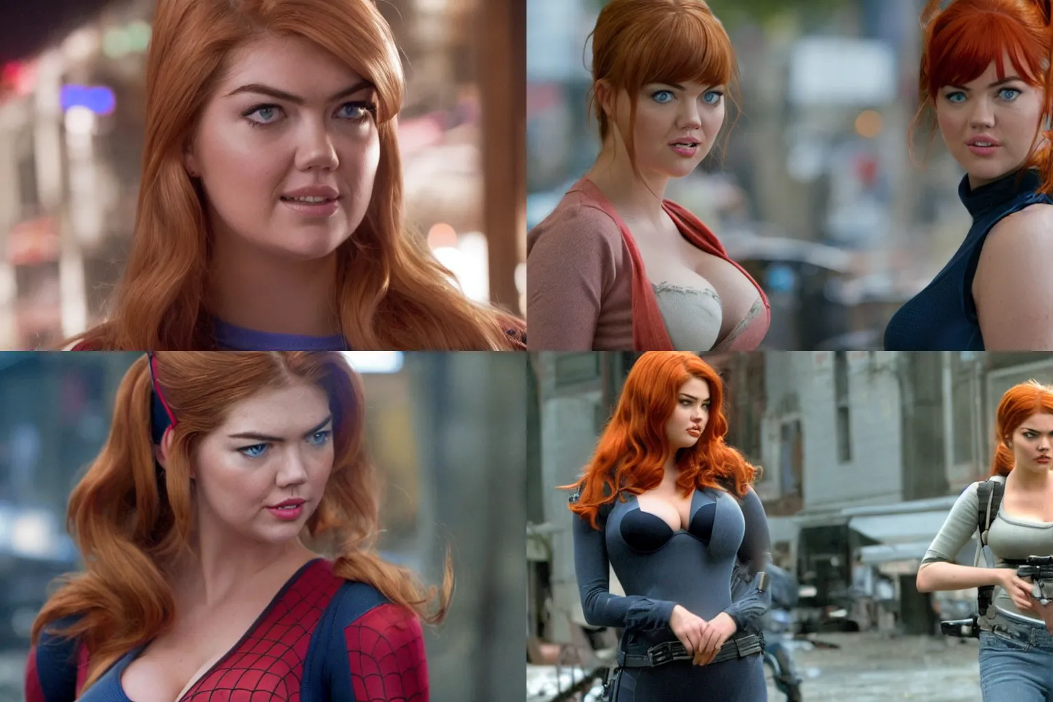 Prompt: a still of kate upton as mary jane watson in spider - man 2 0 0 2, high definition