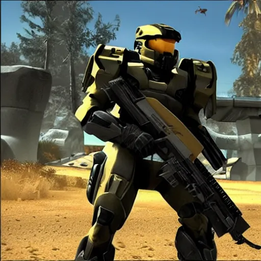 Prompt: quentin tarantino in the video game halo