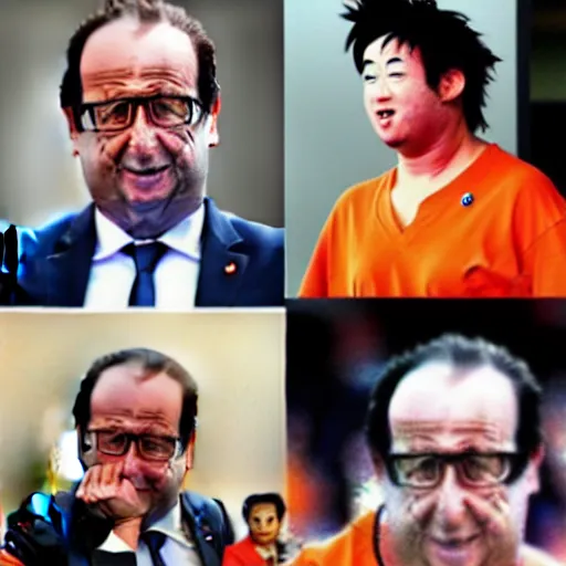 Image similar to François hollande is goku from dragon ball Z