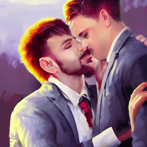 Prompt: gay wedding, digital painting, ultradetailed, artstation, oil painting, ultradetailed, artstation