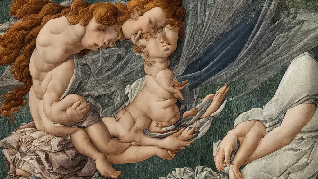 Image similar to sp 4 0 4, in style of sandro botticelli, 4 k, high resolution details,