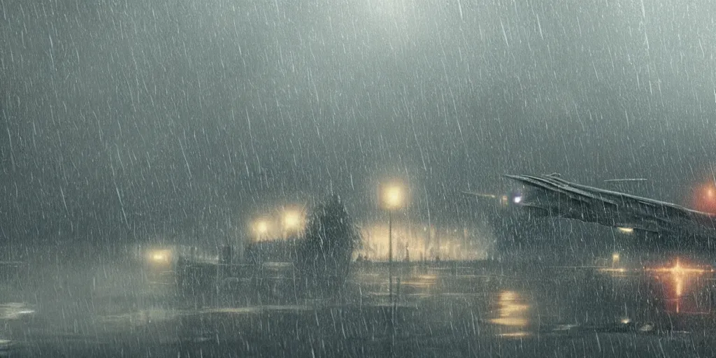 Image similar to screenshot from a renaissance airship cyberpunk cinematic masterpiece, rain, reflections, high detail, matte painting, fps, cinematography, photo, photography, 4 k, by greg rutkowski, roger deakins