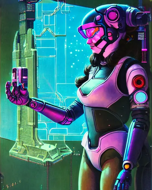 Prompt: d. va from overwatch, see through glass hologram mask, character portrait, portrait, close up, concept art, intricate details, highly detailed, vintage sci - fi poster, retro future, vintage sci - fi art, in the style of chris foss, rodger dean, moebius, michael whelan, and gustave dore