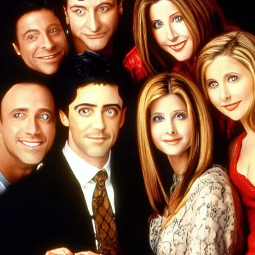 Image similar to the cast of friends as the adams family