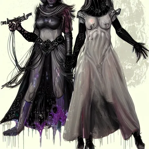 Prompt: mother maiden and crone, cyberpunk themed art, sci - fi concept art