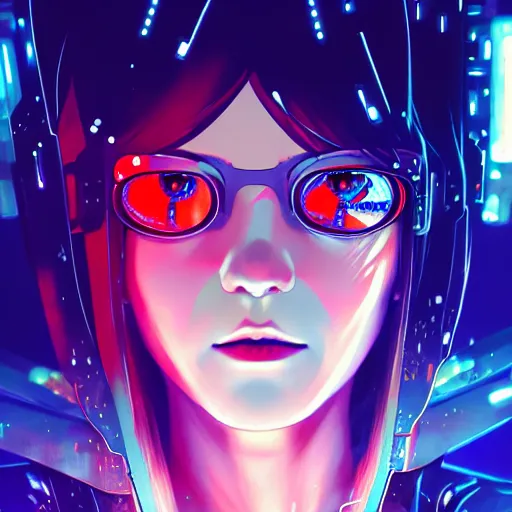 Image similar to cyberpunk anime art, refractions on lens, queen elisabeth as a beautiful cyborg girl in the style of arcane, full round face, biomechanical details, full body shot, rain, wet street, window reflections, lens flare, wlop, ilya kuvshinov, artgerm, krenz cushart, greg rutkowski