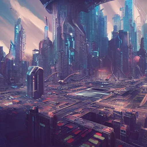 Image similar to “ a cat looking down on a futuristic city, ghostpunk, very detailed, trending on artstation ”