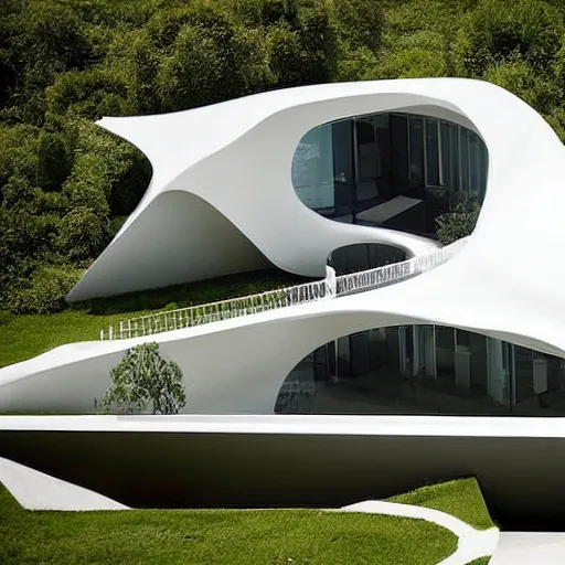 Image similar to house designed by zaha hadid