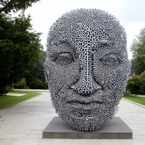 Prompt: kawai devil head sculpture by jaume plensa