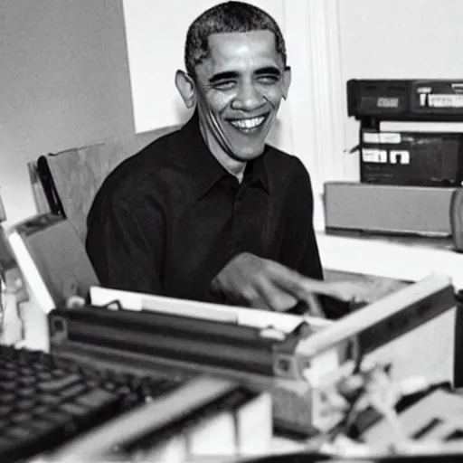 Prompt: Photo of obama building a PC