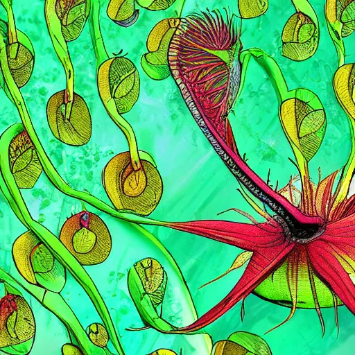 Image similar to a venus flytrap, colorful, beatifuly, highly detailed digital art