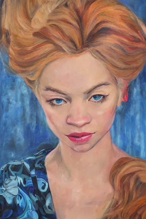 Image similar to a portrait of elsa jean ( sapphire nicole howell ), painting by elisabeth jerichau - baumann. painting, oil on canvas