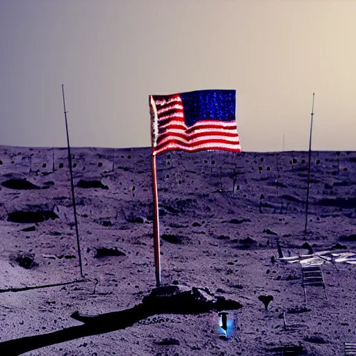 Image similar to trans flag planted on the moon, hd photography