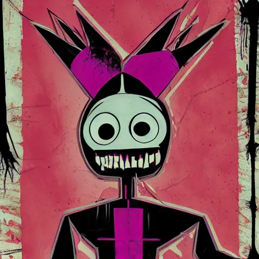 Image similar to invader zim, horror movie poster, hyperrealism