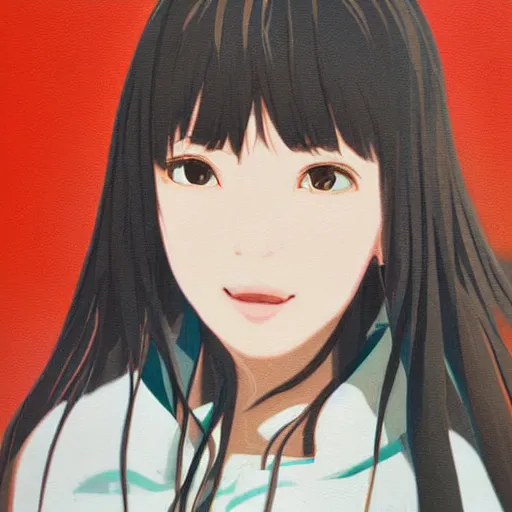 Image similar to a high detail portrait of high school girl by makoto sinkai, in simple background, CLIP STADIO, mad painting