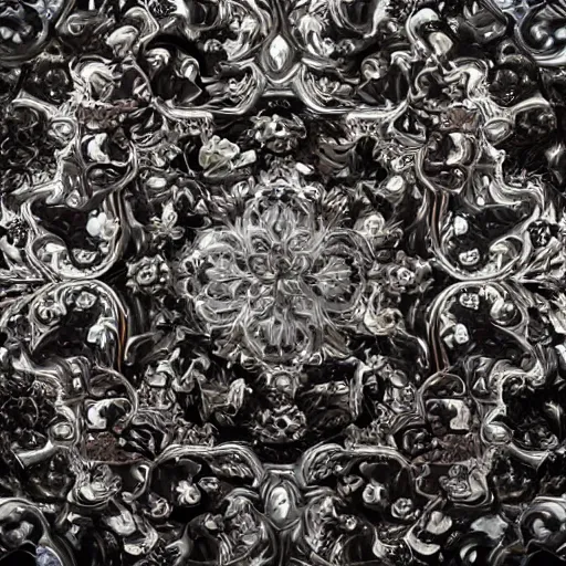 Image similar to baroque maximalist hyperdetailed chrome blob