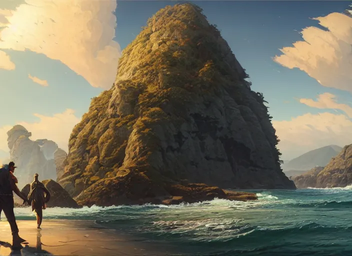 Image similar to highly detailed vanishing - point of a gleaming archipelago in gta v, stephen bliss, unreal engine, fantasy art by greg rutkowski, loish, rhads, ferdinand knab, makoto shinkai and lois van baarle, ilya kuvshinov, rossdraws, tom bagshaw, global illumination, radiant light, detailed and intricate environment