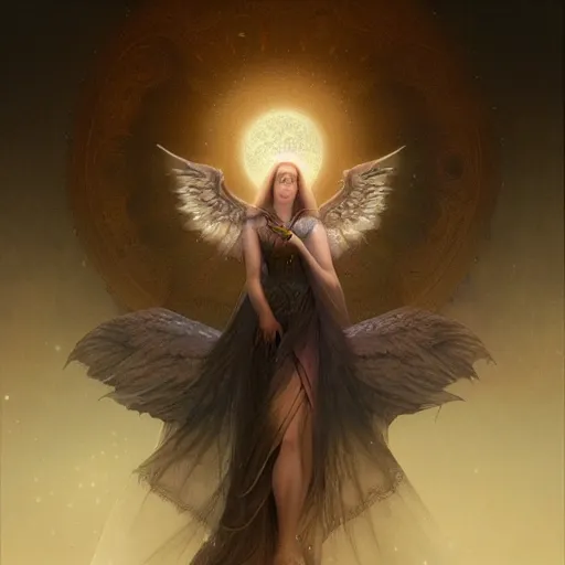 Prompt: A beautiful digital painting of a baby female Seraphim, princess, the moon behind her, intricate, cinematic lighting, highly detailed, digital painting, Artstation, concept art, smooth, sharp focus, illustration, art by Tom Bagshaw, Artgerm and Greg Rutkowski