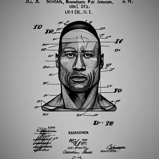 Image similar to dwayne johnson as a us patent drawing