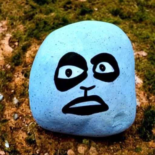 Prompt: the world's saddest rock 😭😫 why is it so sad, it has a sad face painted on it