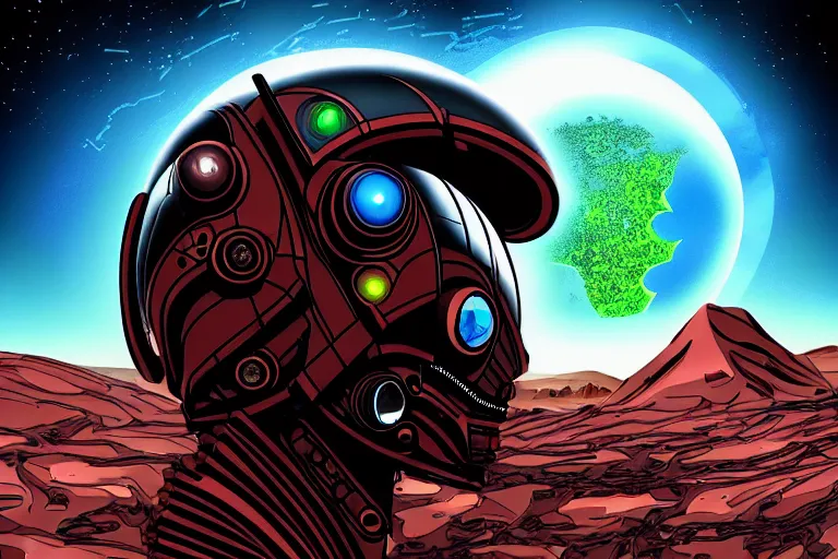 Image similar to martian planet, transhuman biotechnical battle war, digital, modern, machine - punk!