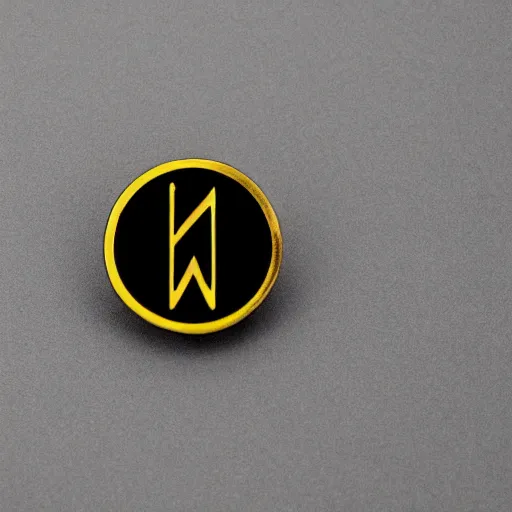 Image similar to a photo of a minimalistic clean fire warning enamel pin, studio lighting, behance