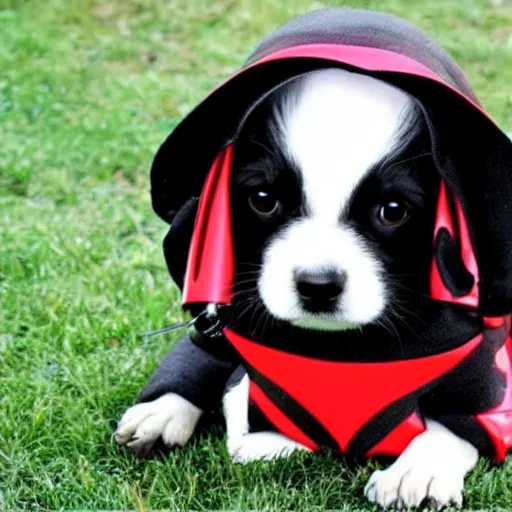 Image similar to puppy inspired by darth vader