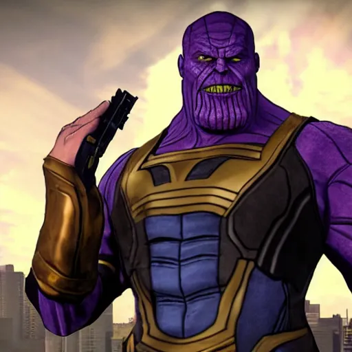 Prompt: Thanos as a GTA IV character, gameplay screenshot