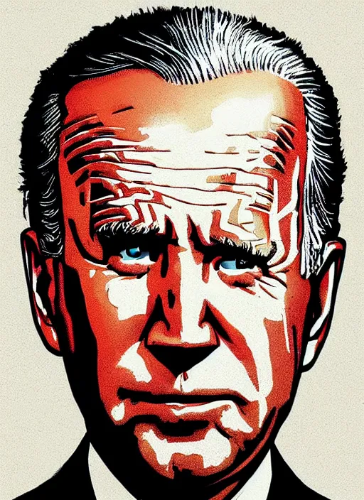 Image similar to highly detailed delirium face portrait of joe biden by petros afshar, tom whalen, laurie greasley, war face by greg rutkowski