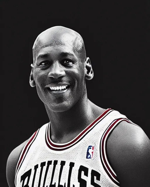 Prompt: photograph of michael jordan ( in a chicago bulls uniform ) at a national park, in the style of ansel!!! adams!!!!. monochrome hdr, accurate facial details