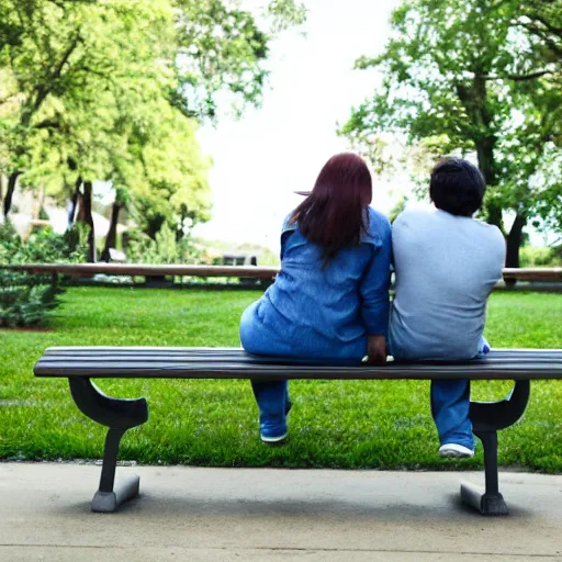 Image similar to a couple sitting on a park bench