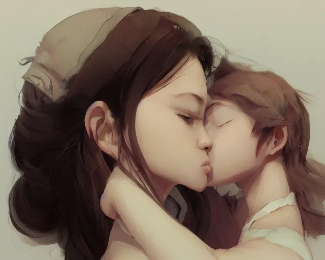 Image similar to girl kissing another girls neck, sharp details, sharp focus, elegant, highly detailed, illustration, by jordan grimmer and greg rutkowski and pine ( ハイネ ) and 薯 子 imoko and 香 川 悠 作 and wlop and maya takamura, intricate, beautiful, trending artstation, pixiv, digital art