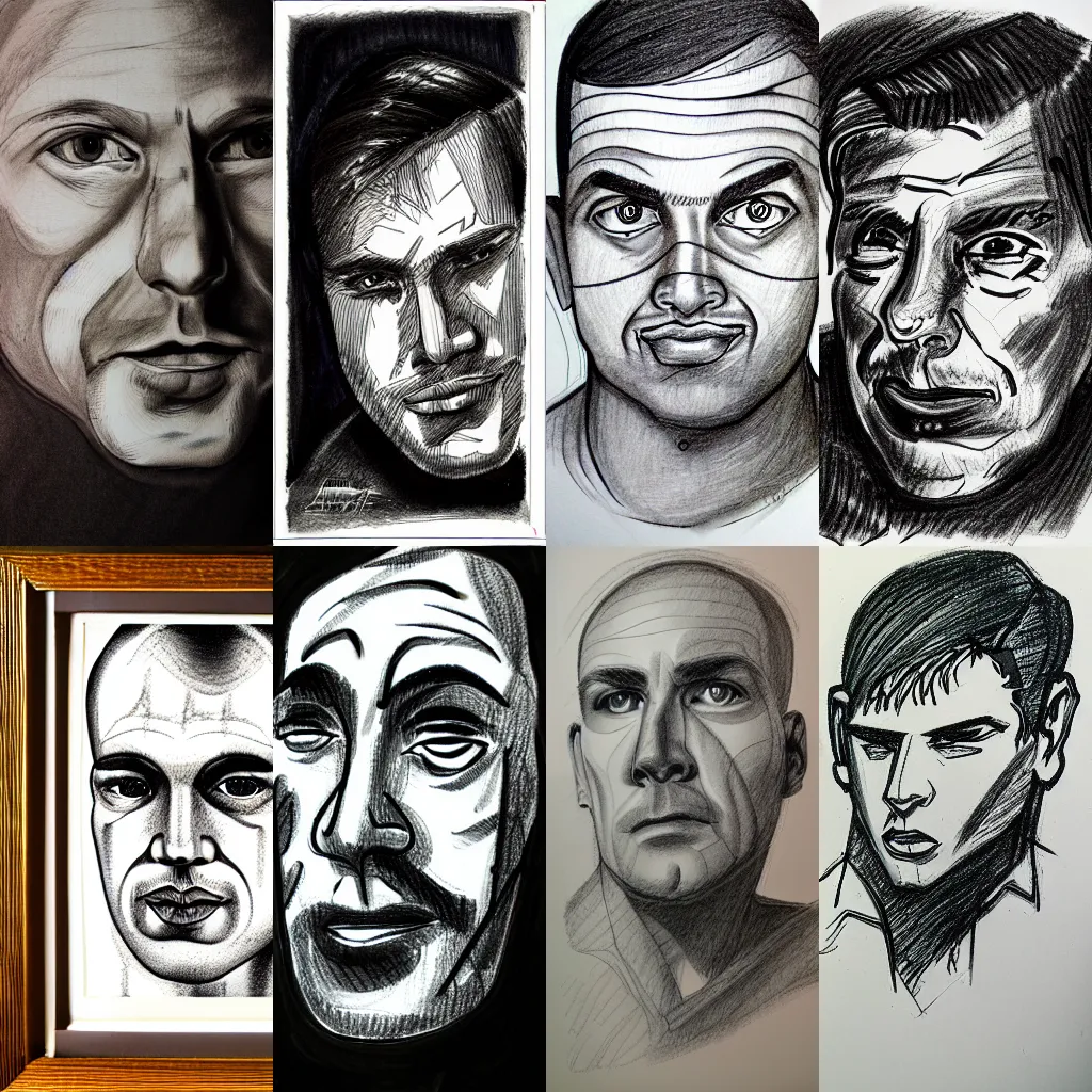 Image similar to portait of man, studio light, realistic, ink, line drawing, sketch, fineart