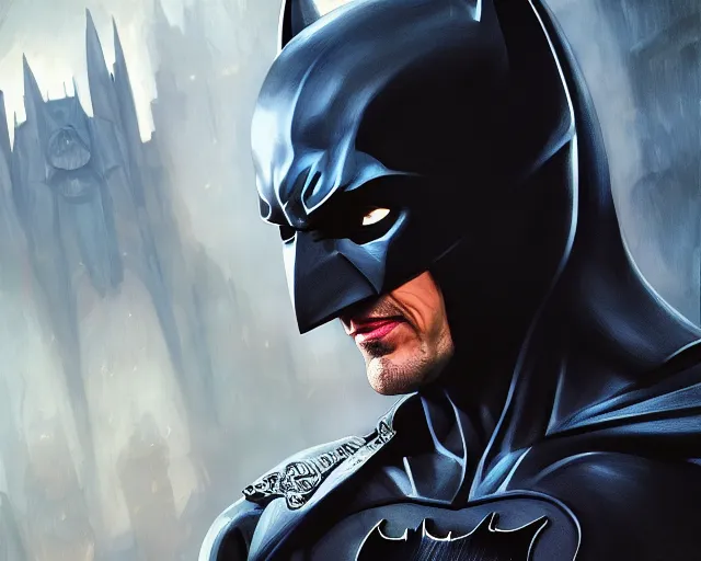 Image similar to photography of tom cruise as batman, deep focus, d & d, fantasy, intricate, elegant, highly detailed, digital painting, artstation, concept art, matte, sharp focus, illustration, hearthstone, art by artgerm and greg rutkowski and alphonse mucha