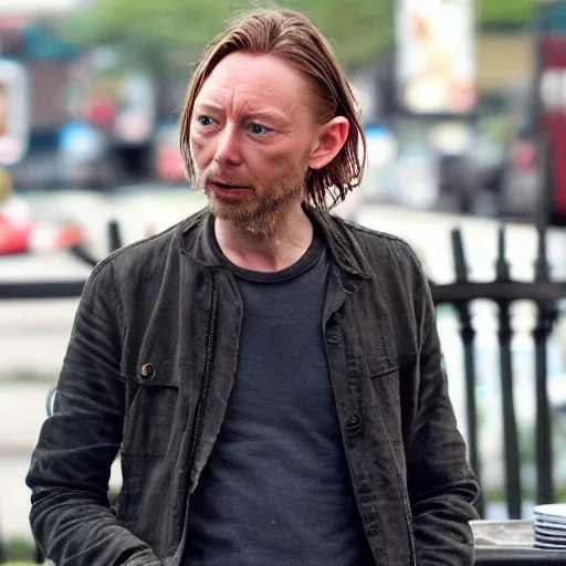 Prompt: thom yorke eating ice cream with sprinkles