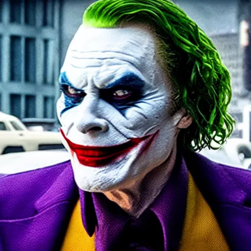 Image similar to film still of Adam West as Joker in the new Joker movie