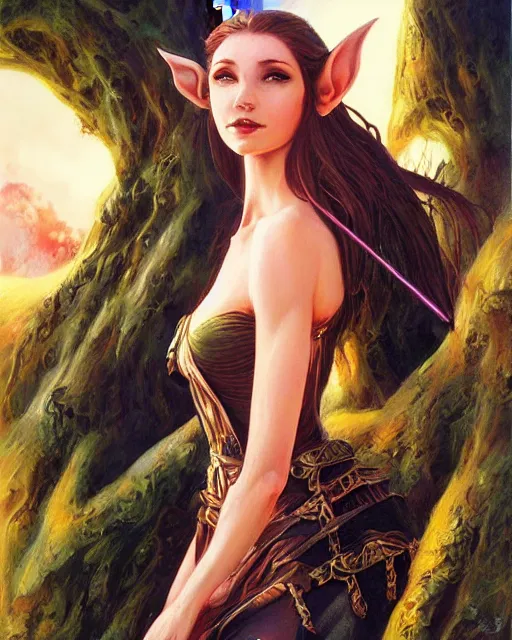 Prompt: a beautiful elf princess by julie bell, Ross Tran, Michael Whelan and Edgar Maxence