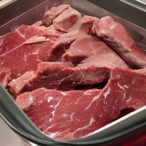 Image similar to disgusting meat in plastic tub