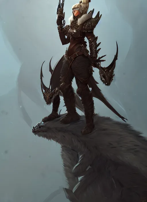 Prompt: dragon hunter, fur - lined armor!!! beautiful and elegant female!! gorgeous ayes!! character concept art, sharp focus, octane render! unreal engine 5! highly rendered!! trending on artstation!! detailed linework!! illustration by bussiere rutkowski andreas rocha