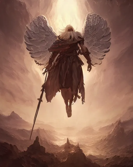 Image similar to Cow Angel Priest, D&D, artstation, fantasy, magic the gathering artwork, cinematic lighting, centered, symmetrical, highly detailed, digital painting, , concept art, smooth, sharp focus, illustration, volumetric lighting, epic Composition, 8k, art by Akihiko Yoshida and Greg Rutkowski and Craig Mullins, oil painting, cgsociety