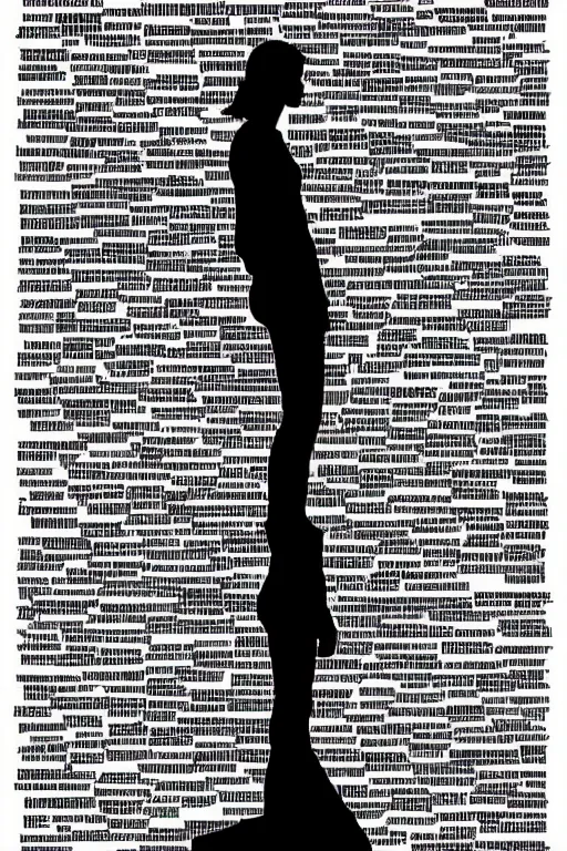 Image similar to the silhouette of a person made of words, digital art, amazing quality, very detailed, trending on artstation