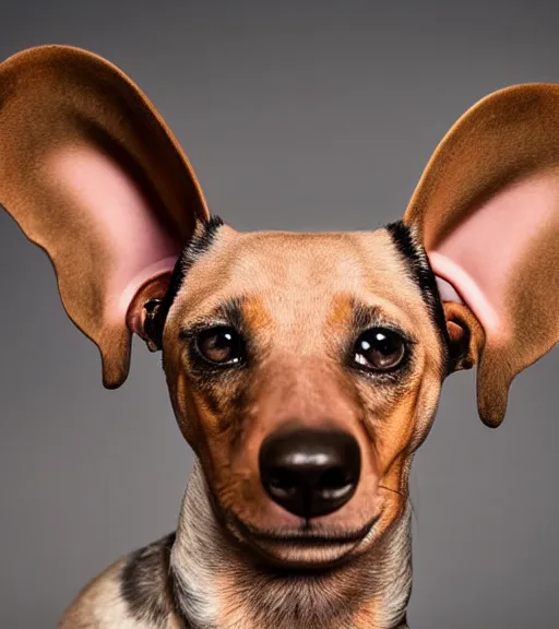 Prompt: owen wilson with a snout and the ears of a dachshund : : headshot : : studio lighting,