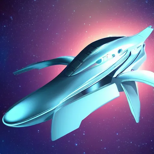 Prompt: futuristic spaceship travelling through space and time