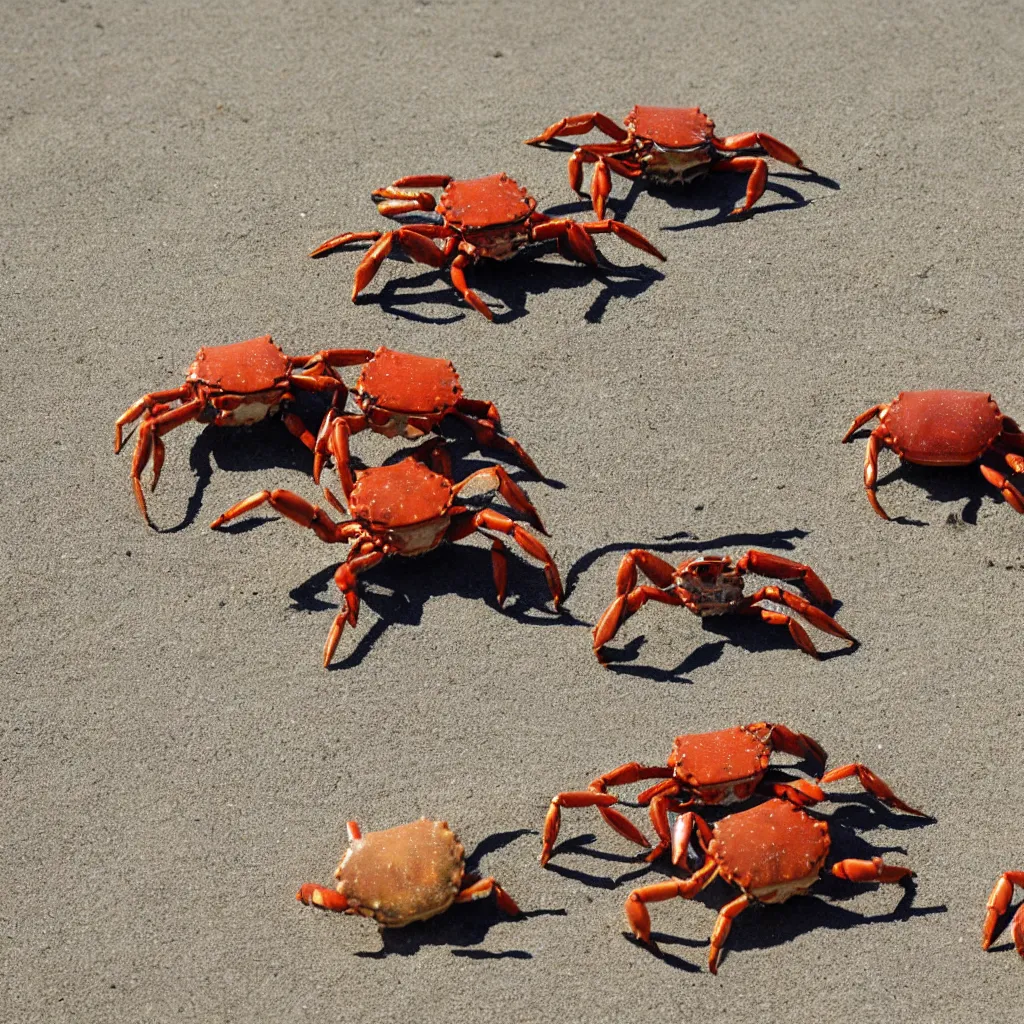 Prompt: crabs playing dice on the beach