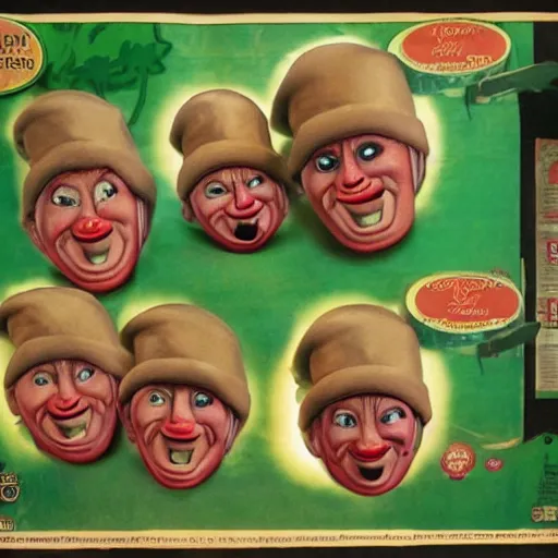Prompt: the keebler elves with sinister faces