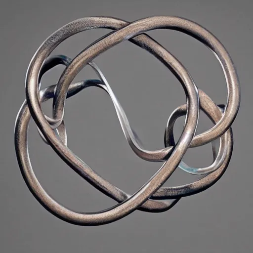 Image similar to a metal sculpture of the best knot from knot theory