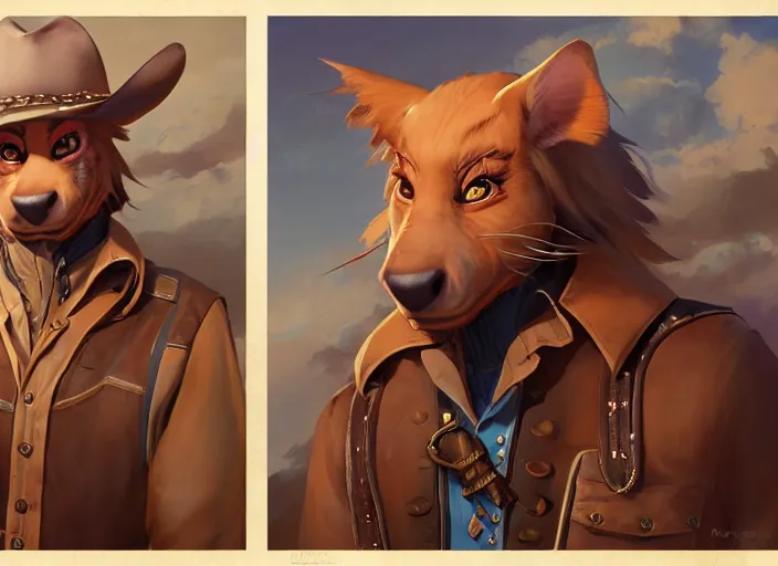 Image similar to character portrait feature of the anthro male anthropomorphic flounder fursona wearing cowboy outfit wild west desperado character design stylized by charlie bowater, ross tran, artgerm, and makoto shinkai, detailed, soft lighting, rendered in octane