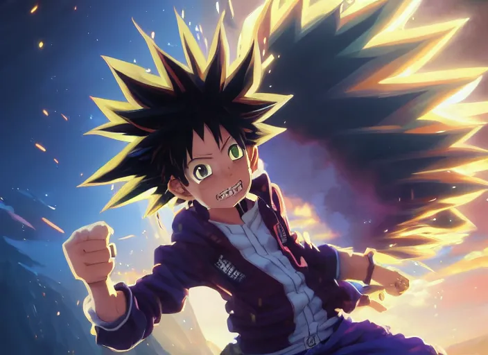 Prompt: highly detailed portrait of yugi moto, in my hero academia, stephen bliss, 8 k, unreal engine, fantasy art by greg rutkowski, loish, rhads, ferdinand knab, makoto shinkai and lois van baarle, ilya kuvshinov, rossdraws, tom bagshaw, global illumination, radiant light, detailed and intricate environment