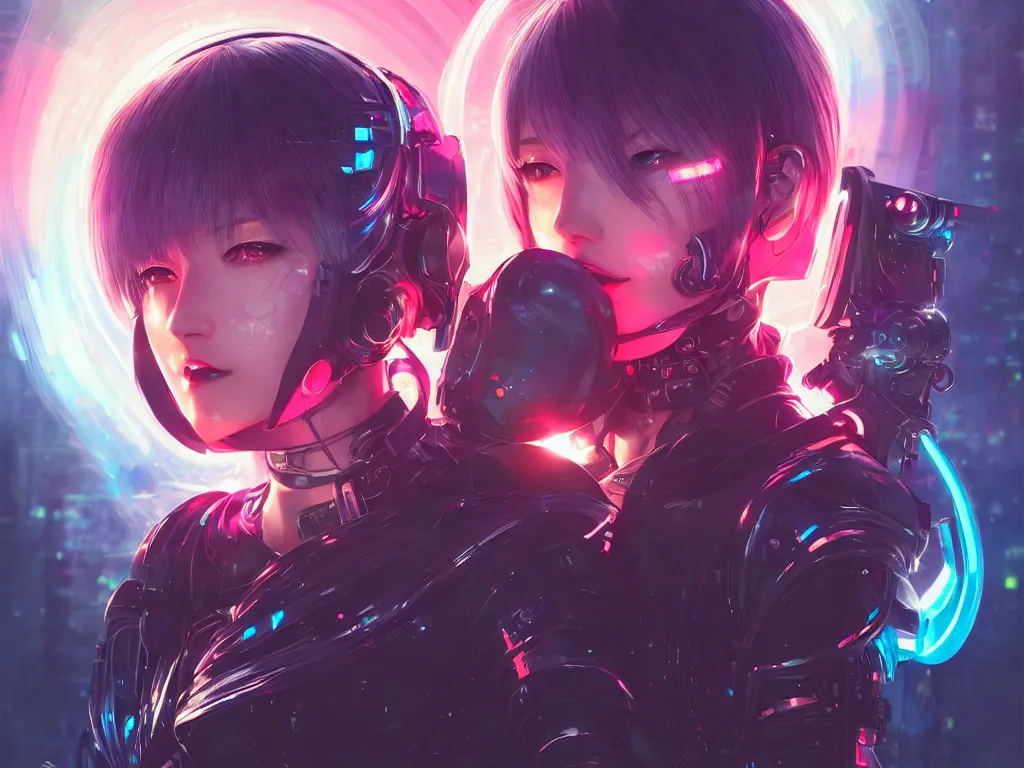 Image similar to portrait anime visual futuristic female cyber warrior, on cyberpunk neon light tokyo rooftop, ssci - fi and fantasy, intricate and very beautiful, concept art, smooth, illustration, art by rossdraws and luxearte and liya nikorov and taekwon kim / a - rang and rongzhen luo